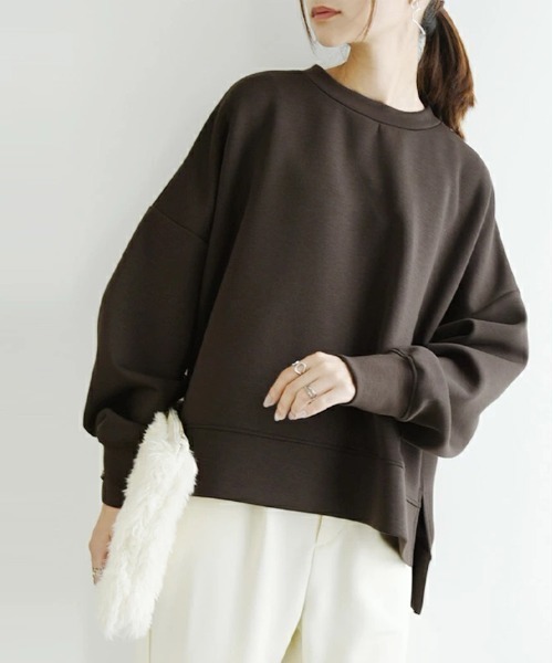 and it_（アンドイット）の「ダンボールニットワイドプルオーバー（スウェット・レディース・ブルー/グレイッシュベージュ/チャコールグレー/パープル/ミント/ベージュ/モカ/ブラック/ダークブラウン/ネイビー/オフホワイト/杢グレー・FREE）」の5枚目の写真