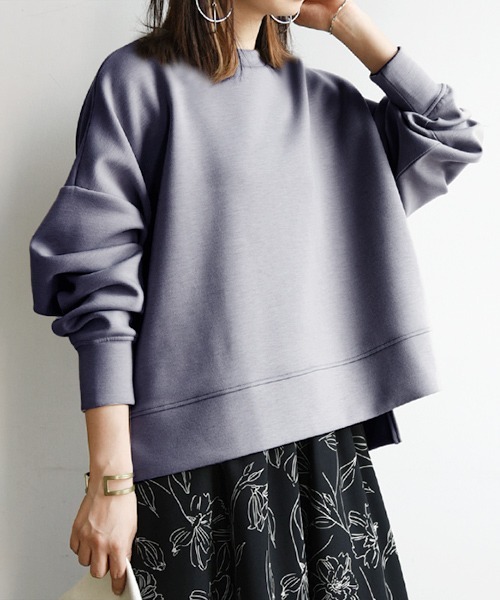 and it_（アンドイット）の「ダンボールニットワイドプルオーバー（スウェット・レディース・ブルー/グレイッシュベージュ/チャコールグレー/パープル/ミント/ベージュ/モカ/ブラック/ダークブラウン/ネイビー/オフホワイト/杢グレー・FREE）」の12枚目の写真