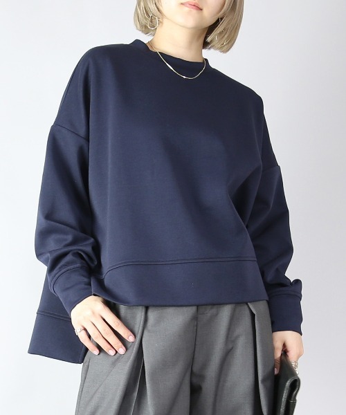 and it_（アンドイット）の「ダンボールニットワイドプルオーバー（スウェット・レディース・ブルー/グレイッシュベージュ/チャコールグレー/パープル/ミント/ベージュ/モカ/ブラック/ダークブラウン/ネイビー/オフホワイト/杢グレー・FREE）」の10枚目の写真