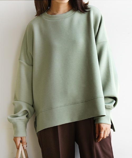 and it_（アンドイット）の「ダンボールニットワイドプルオーバー（スウェット・レディース・ブルー/グレイッシュベージュ/チャコールグレー/パープル/ミント/ベージュ/モカ/ブラック/ダークブラウン/ネイビー/オフホワイト/杢グレー・FREE）」の20枚目の写真