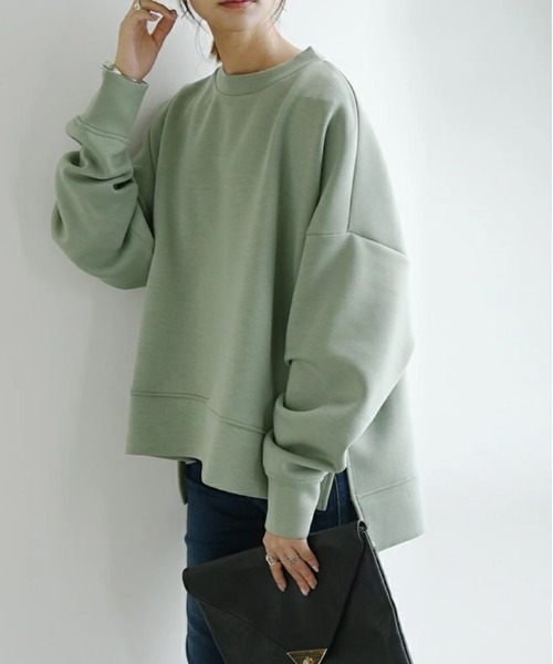 and it_（アンドイット）の「ダンボールニットワイドプルオーバー（スウェット・レディース・ブルー/グレイッシュベージュ/チャコールグレー/パープル/ミント/ベージュ/モカ/ブラック/ダークブラウン/ネイビー/オフホワイト/杢グレー・FREE）」の19枚目の写真