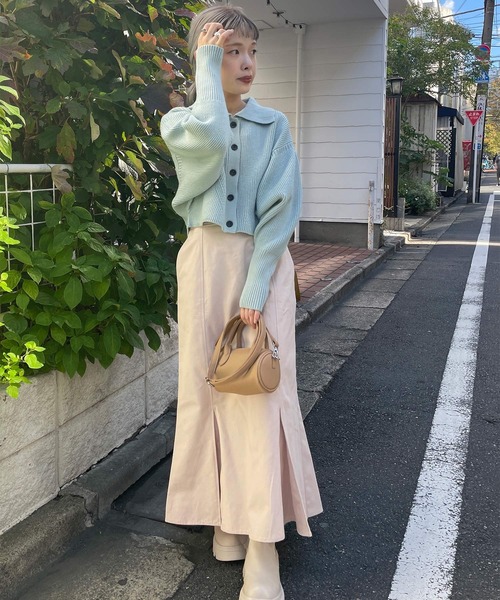 w closet(ダブルクローゼット)の「【新色追加】ハイウエストマーメイドスカート(スカート・レディース・ブラック/ブラウン/オートミール/ミント/カーキ/ダークグレー・FREE)」の8枚目の写真