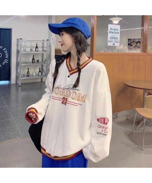 tシャツ 「ウォッシャブル」リブジャージプルオーバーカットソー レディース DEVICE（デバイス）の「ホッケージャージ ユニフォーム風 V