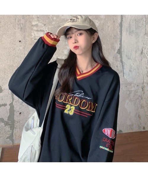 tシャツ 「ウォッシャブル」リブジャージプルオーバーカットソー レディース ウォッシャブル】パンサーロゴプリントプルオーバーカットソー