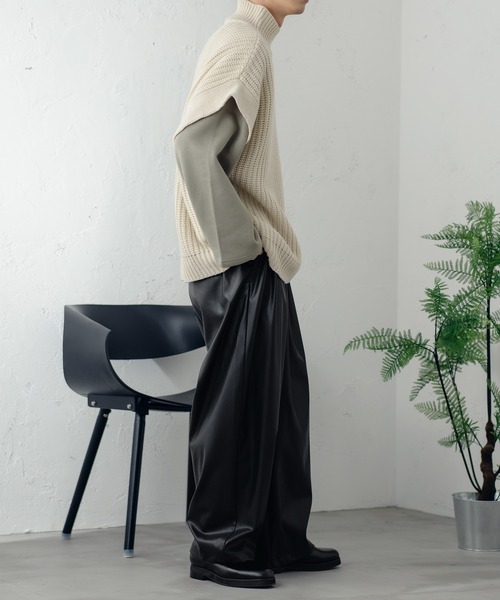 epnok（エプノック）の「ハイネックニットベスト（ベスト・メンズ・アイボリー/グレイッシュベージュ/グレイッシュブルー・SMALL/MEDIUM/LARGE）」の7枚目の写真