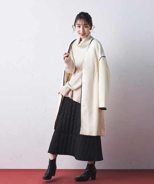 Droite lautreamont（ドロワットロートレアモン）の「ウールブレンドロングボアコート（ムートンコート・レディース・オフホワイト/グリーン・M/S）」の9枚目の写真