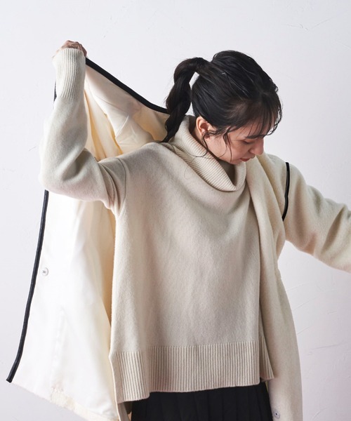 Droite lautreamont（ドロワットロートレアモン）の「ウールブレンドロングボアコート（ムートンコート・レディース・オフホワイト/グリーン・M/S）」の8枚目の写真