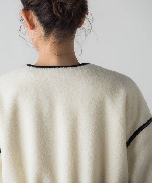 Droite lautreamont（ドロワットロートレアモン）の「ウールブレンドロングボアコート（ムートンコート・レディース・オフホワイト/グリーン・M/S）」の13枚目の写真