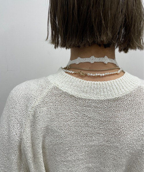 Omekashi（オメカシ）の「ビスチェ付きニット（ニット/セーター・レディース・オフホワイト/ブラック・FREE）」の6枚目の写真