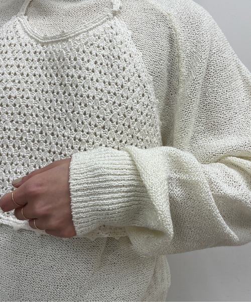 Omekashi（オメカシ）の「ビスチェ付きニット（ニット/セーター・レディース・オフホワイト/ブラック・FREE）」の21枚目の写真