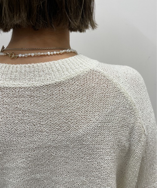 Omekashi（オメカシ）の「ビスチェ付きニット（ニット/セーター・レディース・オフホワイト/ブラック・FREE）」の7枚目の写真