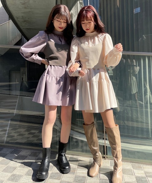 one after another NICE CLAUP（ワンアフターアナザーナイスクラップ）の「バックリボンビスチェ（ニット/セーター・レディース・ブラック/ベージュ/アイボリー・FREE）」の17枚目の写真