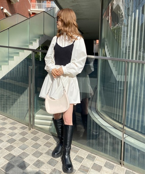 one after another NICE CLAUP（ワンアフターアナザーナイスクラップ）の「バックリボンビスチェ（ニット/セーター・レディース・ブラック/ベージュ/アイボリー・FREE）」の4枚目の写真