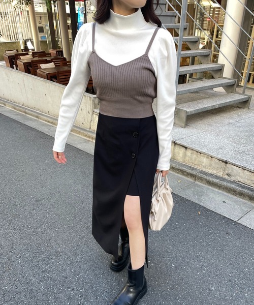 one after another NICE CLAUP（ワンアフターアナザーナイスクラップ）の「バックリボンビスチェ（ニット/セーター・レディース・ブラック/ベージュ/アイボリー・FREE）」の14枚目の写真