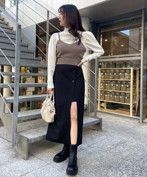 one after another NICE CLAUP（ワンアフターアナザーナイスクラップ）の「バックリボンビスチェ（ニット/セーター・レディース・ブラック/ベージュ/アイボリー・FREE）」の12枚目の写真