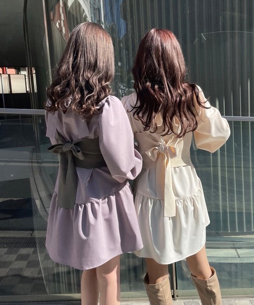 one after another NICE CLAUP（ワンアフターアナザーナイスクラップ）の「バックリボンビスチェ（ニット/セーター・レディース・ブラック/ベージュ/アイボリー・FREE）」の19枚目の写真