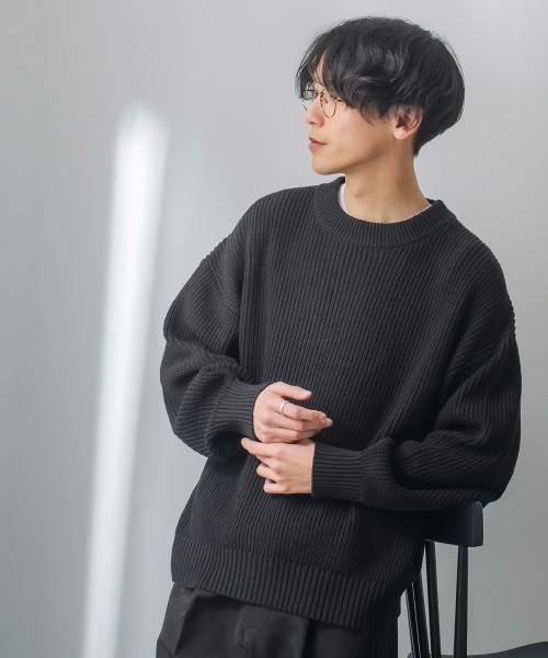 improves（インプローブス）の「【improves】ハイバルキー 片畔 オーバーサイズ プルオーバーニット（ニット/セーター・メンズ・ベージュ/グリーン/ブラウン/イエロー/ブラック/ブルー/ラベンダー/マスタード/ホワイト/ライトグリーン/レッド・LARGE/MEDIUM）」の12枚目の写真