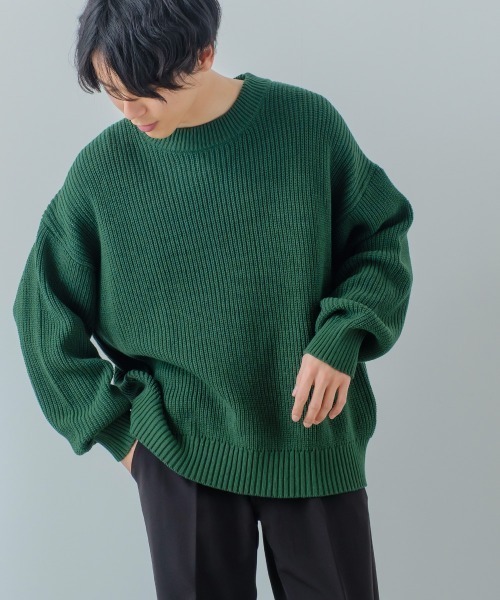 improves（インプローブス）の「【improves】ハイバルキー 片畔 オーバーサイズ プルオーバーニット（ニット/セーター・メンズ・ベージュ/グリーン/ブラウン/イエロー/ブラック/ブルー/ラベンダー/マスタード/ホワイト/ライトグリーン/レッド・LARGE/MEDIUM）」の20枚目の写真