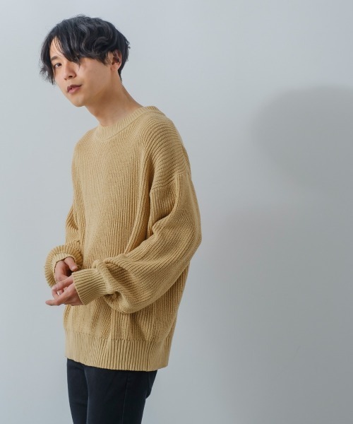 improves（インプローブス）の「【improves】ハイバルキー 片畔 オーバーサイズ プルオーバーニット（ニット/セーター・メンズ・ベージュ/グリーン/ブラウン/イエロー/ブラック/ブルー/ラベンダー/マスタード/ホワイト/ライトグリーン/レッド・LARGE/MEDIUM）」の17枚目の写真