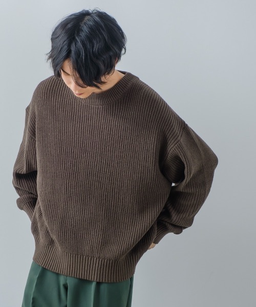 improves（インプローブス）の「【improves】ハイバルキー 片畔 オーバーサイズ プルオーバーニット（ニット/セーター・メンズ・ベージュ/グリーン/ブラウン/イエロー/ブラック/ブルー/ラベンダー/マスタード/ホワイト/ライトグリーン/レッド・LARGE/MEDIUM）」の14枚目の写真