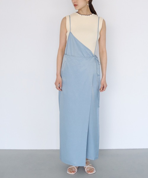 CLEIO（クレイオ）の「【CLEIO】ワイドリブノースリーブニット（ニット/セーター・レディース・グリーン/オフホワイト/ブラウン・FREE）」の9枚目の写真