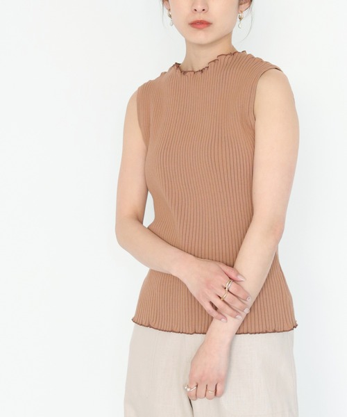 CLEIO（クレイオ）の「【CLEIO】ワイドリブノースリーブニット（ニット/セーター・レディース・グリーン/オフホワイト/ブラウン・FREE）」の15枚目の写真