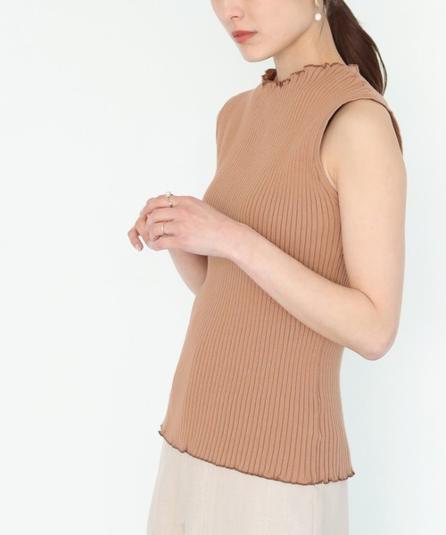 CLEIO（クレイオ）の「【CLEIO】ワイドリブノースリーブニット（ニット/セーター・レディース・グリーン/オフホワイト/ブラウン・FREE）」の16枚目の写真