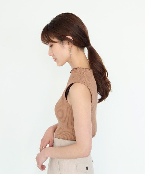 CLEIO（クレイオ）の「【CLEIO】ワイドリブノースリーブニット（ニット/セーター・レディース・グリーン/オフホワイト/ブラウン・FREE）」の21枚目の写真