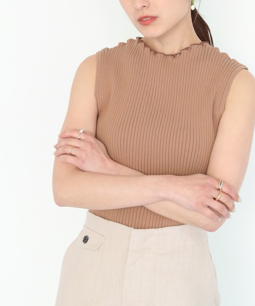 CLEIO（クレイオ）の「【CLEIO】ワイドリブノースリーブニット（ニット/セーター・レディース・グリーン/オフホワイト/ブラウン・FREE）」の20枚目の写真