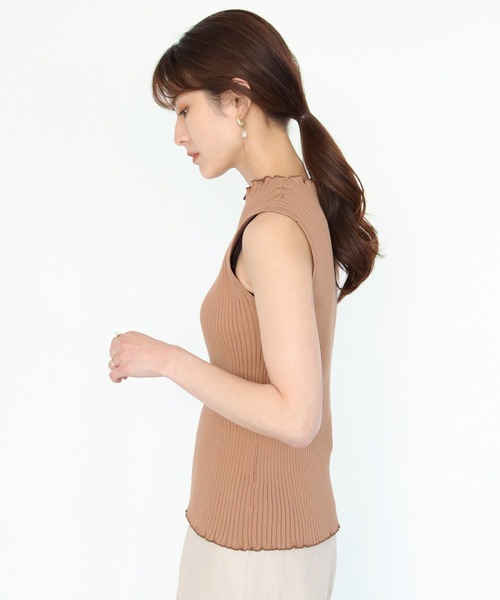 CLEIO（クレイオ）の「【CLEIO】ワイドリブノースリーブニット（ニット/セーター・レディース・グリーン/オフホワイト/ブラウン・FREE）」の17枚目の写真