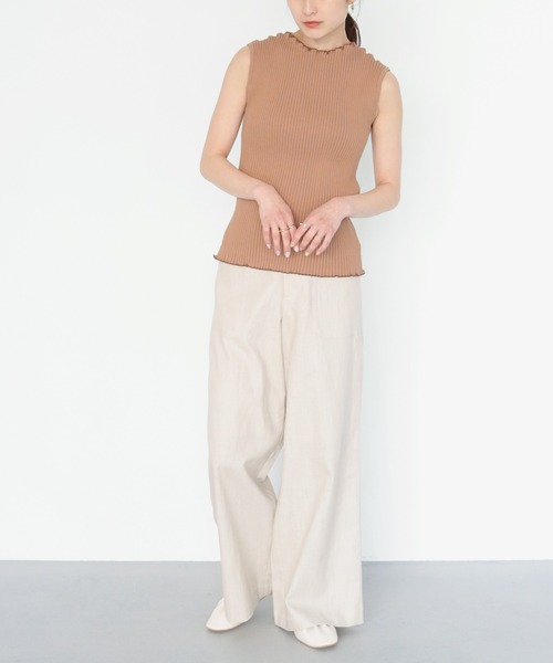 CLEIO（クレイオ）の「【CLEIO】ワイドリブノースリーブニット（ニット/セーター・レディース・グリーン/オフホワイト/ブラウン・FREE）」の22枚目の写真