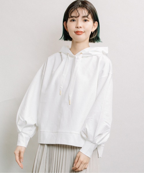 refinedworks（リファインドワークス）の「ショートフーディーPO（パーカー・レディース・オフホワイト/ブラック/ベージュ・FREE）」の5枚目の写真