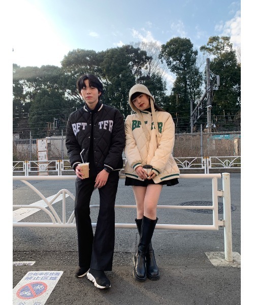 WC（ダブル シー）の「ロゴ中綿スタジャン（スタジャン・レディース・ブラック/ベージュ・FREE）」の7枚目の写真