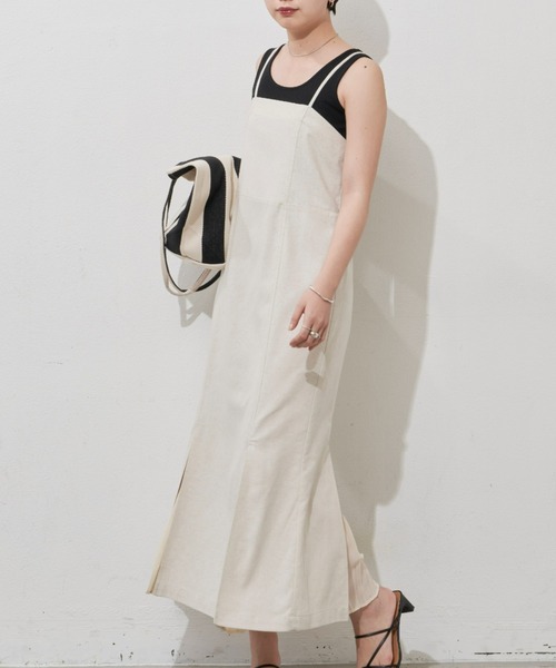 Aunt Marie's（アントマリーズ）の「リネンブレンドマーメイドラインキャミワンピース（ワンピース・レディース・ブラック/ベージュ・FREE）」の19枚目の写真