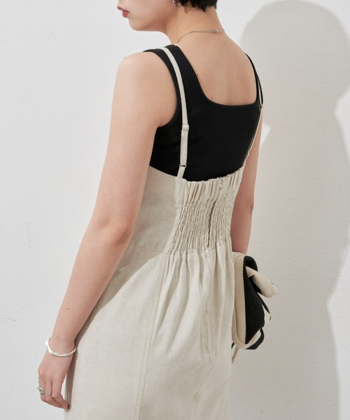 Aunt Marie's（アントマリーズ）の「リネンブレンドマーメイドラインキャミワンピース（ワンピース・レディース・ブラック/ベージュ・FREE）」の21枚目の写真