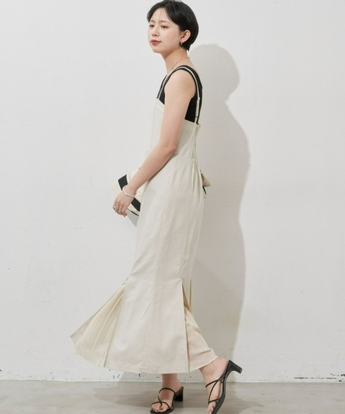 Aunt Marie's（アントマリーズ）の「リネンブレンドマーメイドラインキャミワンピース（ワンピース・レディース・ブラック/ベージュ・FREE）」の7枚目の写真