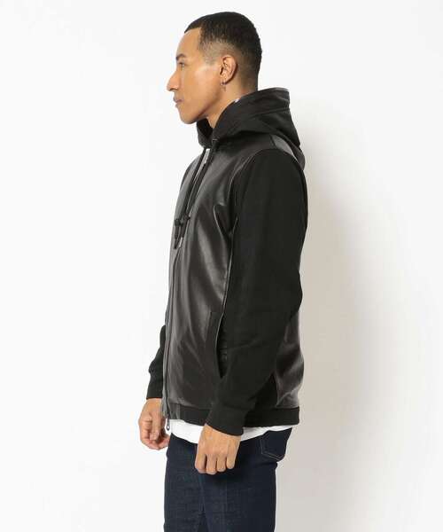 1PIU1UGUALE3  RELAX （ウノピゥウノウグァーレトレ リラックス）の「1PIU1UGUALE3 RELAX/ウノピゥ ウノ ウグァーレ トレ リラックス/WASHABLEﾚｻﾞｰZIP HOODIE（ブルゾン・メンズ・ブラック・LARGE/MEDIUM/X-LARGE）」の2枚目の写真