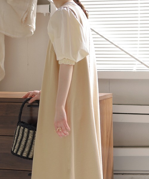 Bab（バブ）の「【選べる２サイズ】袖異素材スウェットワンピース（ワンピース・レディース・ベージュ/ブラック/グレー/カーキ・TL/FREE）」の14枚目の写真