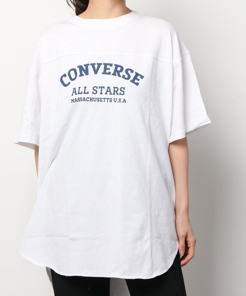 CONVERSE(コンバース)の「【CONVERSE/コンバース】 ビッグシルエット チュニック丈 ラウンドヘム フットボールT/ 半袖Tシャツ(Tシャツ/カットソー・レディース・アッシュグレー/ブラック/ネイビー/オフホワイト・M/L)」の11枚目の写真
