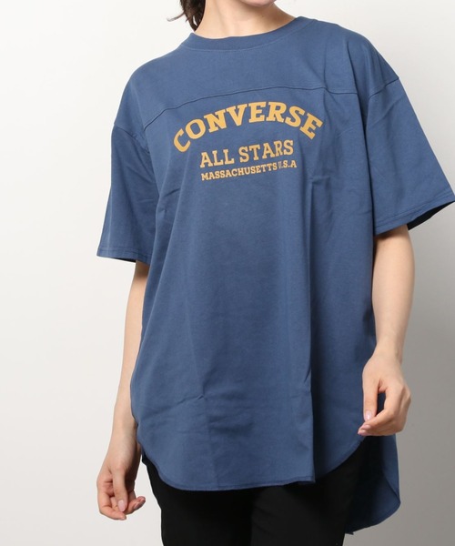 CONVERSE(コンバース)の「【CONVERSE/コンバース】 ビッグシルエット チュニック丈 ラウンドヘム フットボールT/ 半袖Tシャツ(Tシャツ/カットソー・レディース・アッシュグレー/ブラック/ネイビー/オフホワイト・M/L)」の8枚目の写真