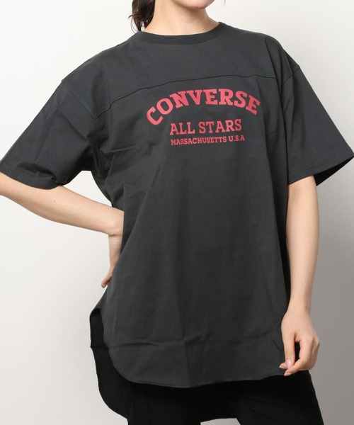 CONVERSE(コンバース)の「【CONVERSE/コンバース】 ビッグシルエット チュニック丈 ラウンドヘム フットボールT/ 半袖Tシャツ(Tシャツ/カットソー・レディース・アッシュグレー/ブラック/ネイビー/オフホワイト・M/L)」の6枚目の写真