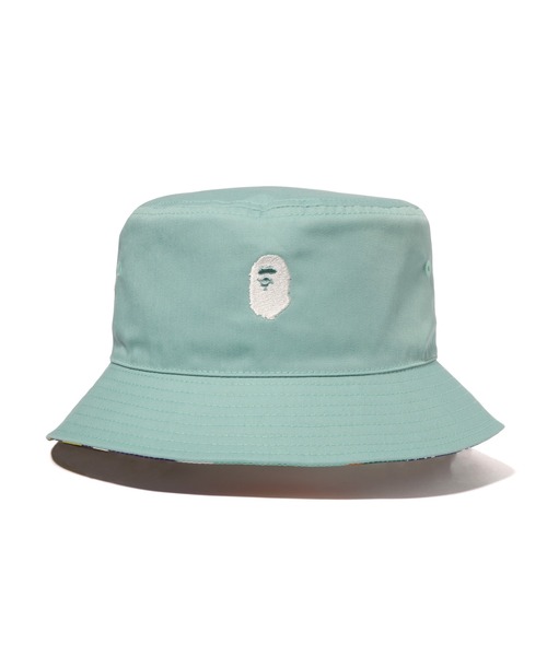 A BATHING APE（アベイシングエイプ）の「BABY MILO PATCHWORK PATTERN REVERSIBLE BUCKET HAT K（ハット・キッズ・ネイビー/グリーン・FREE）」の3枚目の写真
