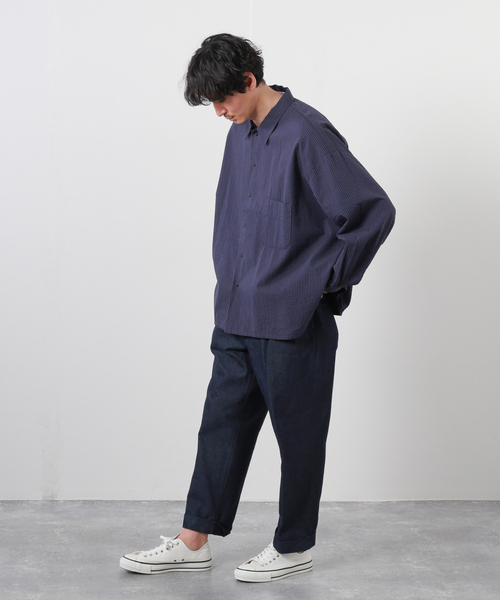 JOURNAL STANDARD J.S HOMESTEAD（ジャーナルスタンダードホームステッド）の「【j.s.homestead】VAJIRA DENIM 2-TUCK OFFICER CROPPED（デニムパンツ・メンズ・ブラック/ネイビー・SMALL/MEDIUM/LARGE）」の19枚目の写真