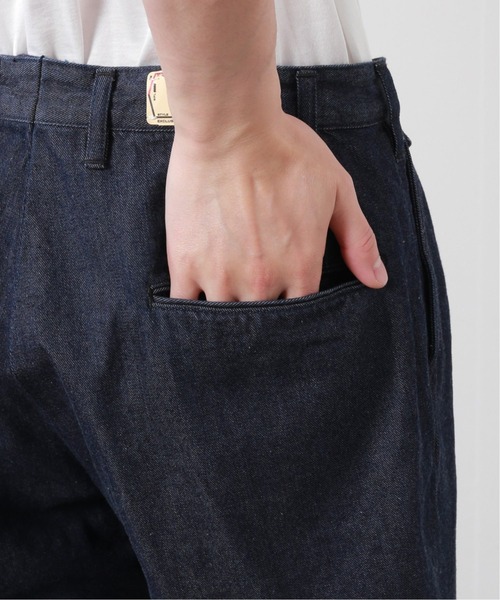 JOURNAL STANDARD J.S HOMESTEAD（ジャーナルスタンダードホームステッド）の「【j.s.homestead】VAJIRA DENIM 2-TUCK OFFICER CROPPED（デニムパンツ・メンズ・ブラック/ネイビー・SMALL/MEDIUM/LARGE）」の5枚目の写真