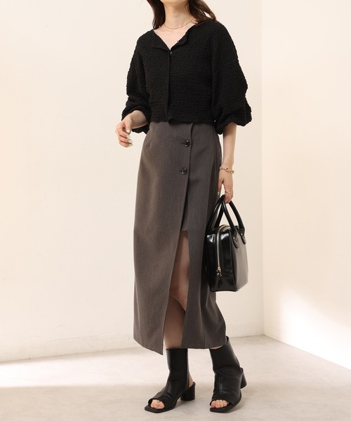 one after another NICE CLAUP（ワンアフターアナザーナイスクラップ）の「ぽこぽこ羽織り（カーディガン/ボレロ・レディース・ブラック/ピンク/アイボリー・FREE）」の18枚目の写真