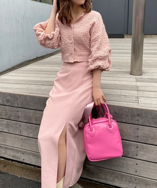 one after another NICE CLAUP（ワンアフターアナザーナイスクラップ）の「ぽこぽこ羽織り（カーディガン/ボレロ・レディース・ブラック/ピンク/アイボリー・FREE）」の12枚目の写真