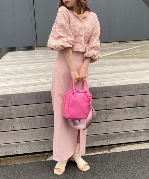 one after another NICE CLAUP（ワンアフターアナザーナイスクラップ）の「ぽこぽこ羽織り（カーディガン/ボレロ・レディース・ブラック/ピンク/アイボリー・FREE）」の20枚目の写真