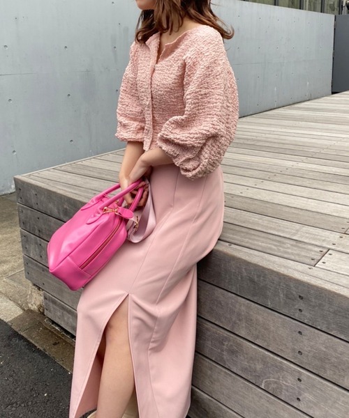 one after another NICE CLAUP（ワンアフターアナザーナイスクラップ）の「ぽこぽこ羽織り（カーディガン/ボレロ・レディース・ブラック/ピンク/アイボリー・FREE）」の10枚目の写真