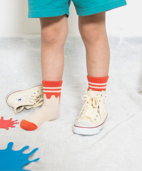 BREEZE（ブリーズ）の「ペンキソックス（ソックス/靴下・キッズ・ブルー/ブラック/オレンジ・15 /18/21）」の7枚目の写真