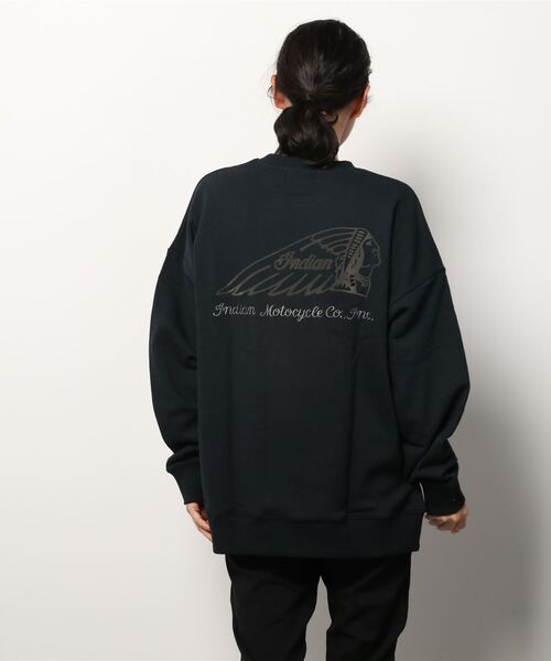 INDIAN（インディアン）の「『INDIAN』刺繍+フロッキー オーバーサイズトレーナー（スウェット・レディース・ブラック/オフホワイト/グリーン/ブルーグレー/グレイッシュベージュ・MEDIUM/LARGE/X-LARGE）」の8枚目の写真